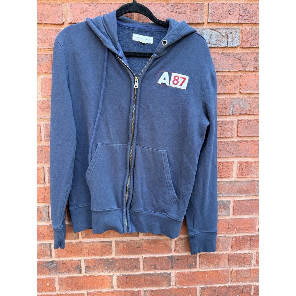 Aeropostale Full Zip Hoodie Women's Size Large Logo Spellout Patch Embroidered